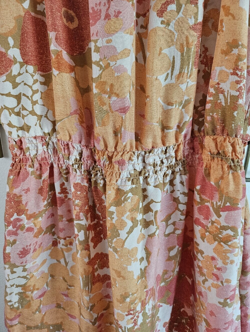 M- Talbots- Pink and Peach Floral Dress - Picture 2 of 6